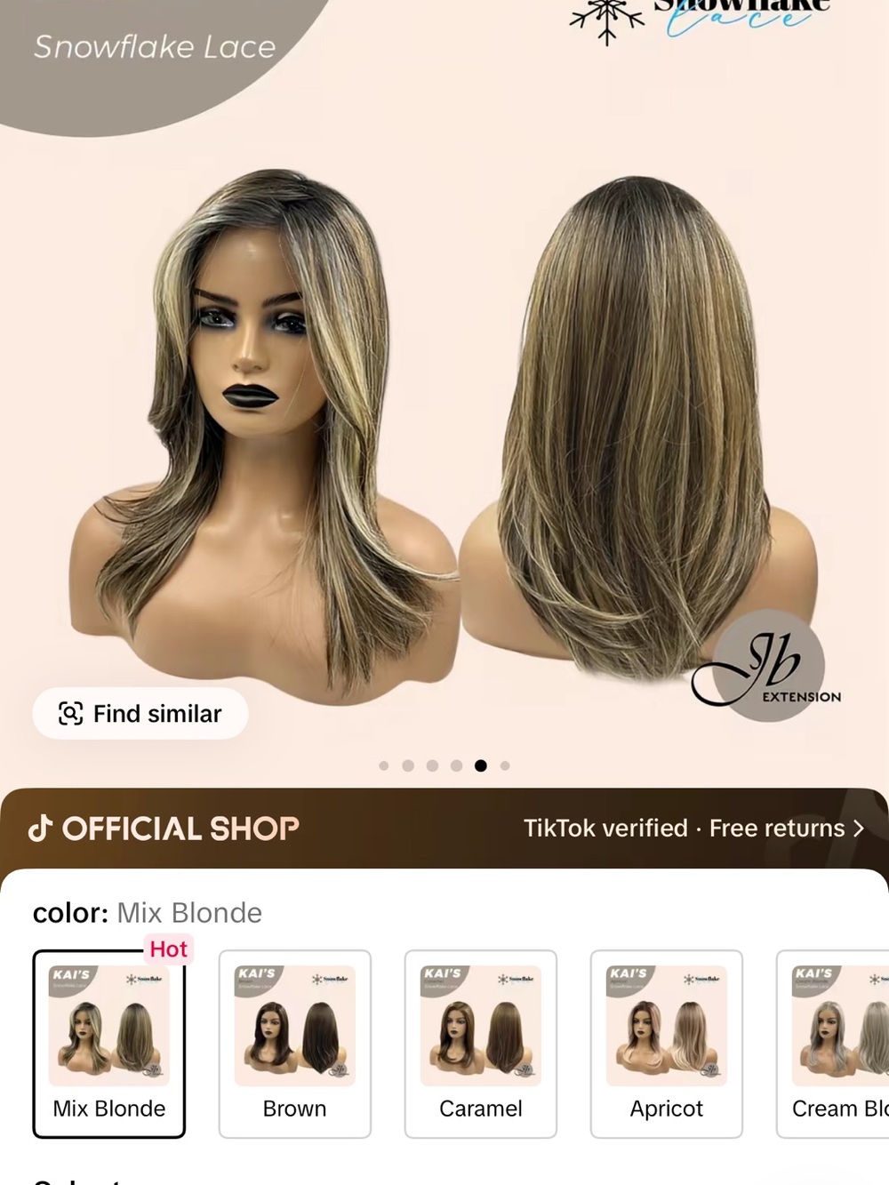 JB EXTENSIONS Snowflake Lace Mix Blonde Women's Wig -KAI
